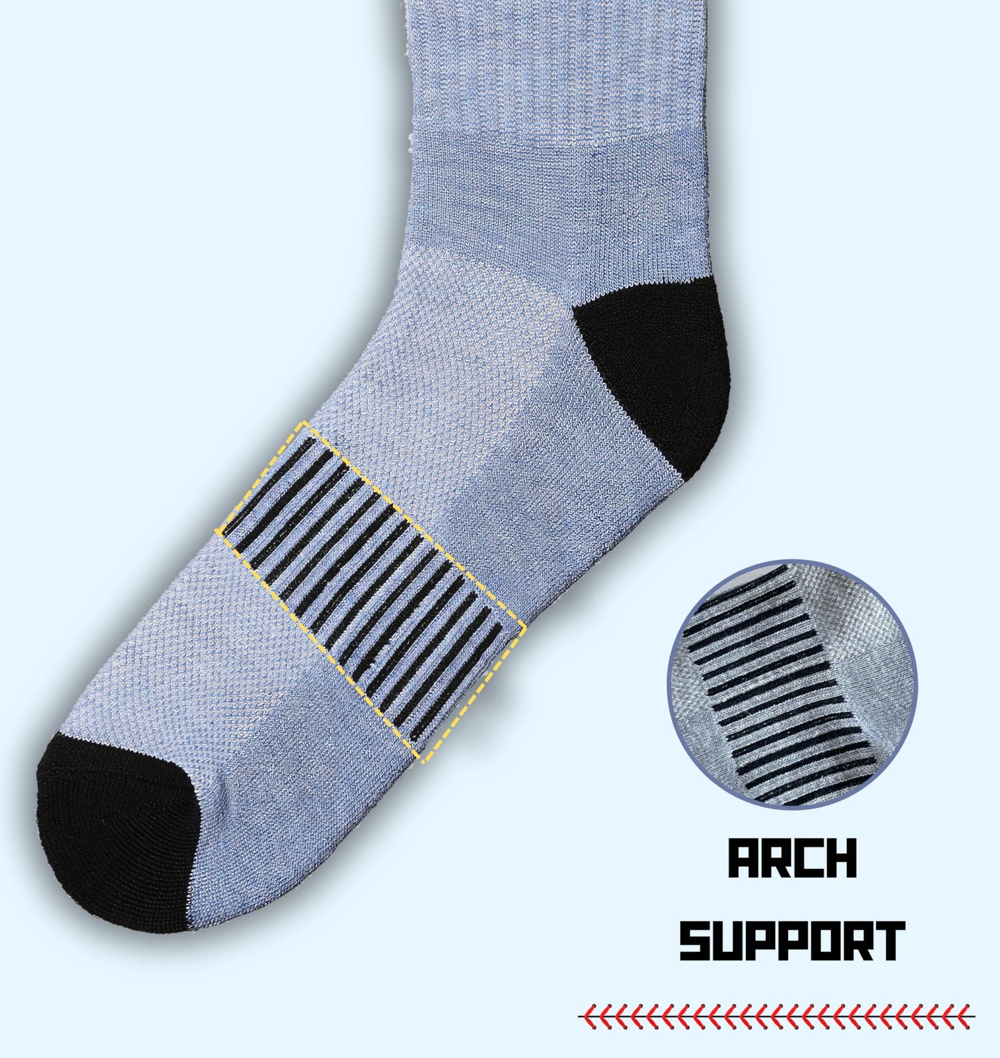 JAMES FIALLO Men's 6 Pairs Arch Support Socks Comfortable Performance