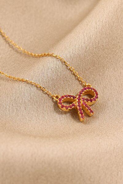 925 Sterling Silver Bow Necklace - Clothes For Her Online Store