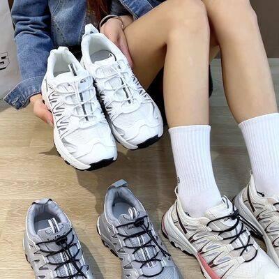 Lace-Up Mesh Platform Athletic Shoes