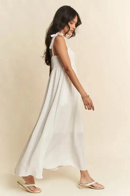 Davi & Dani Smocked Sleeveless Maxi Cami Dress - Clothes For Her Online Store
