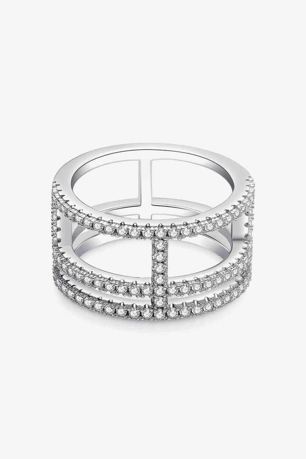 Adored Moissanite Cutout Wide Ring