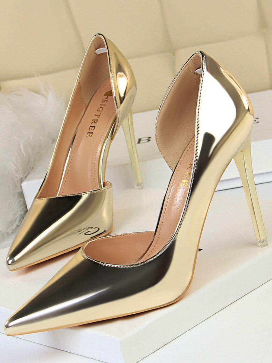 PU Leather Point Toe Stiletto Pumps