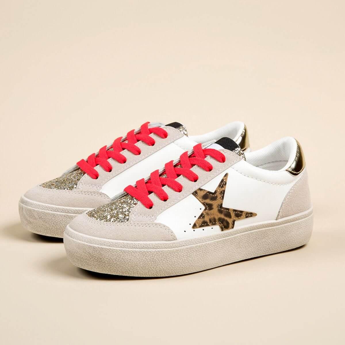 Star Sequin Round Toe Platform Sneakers