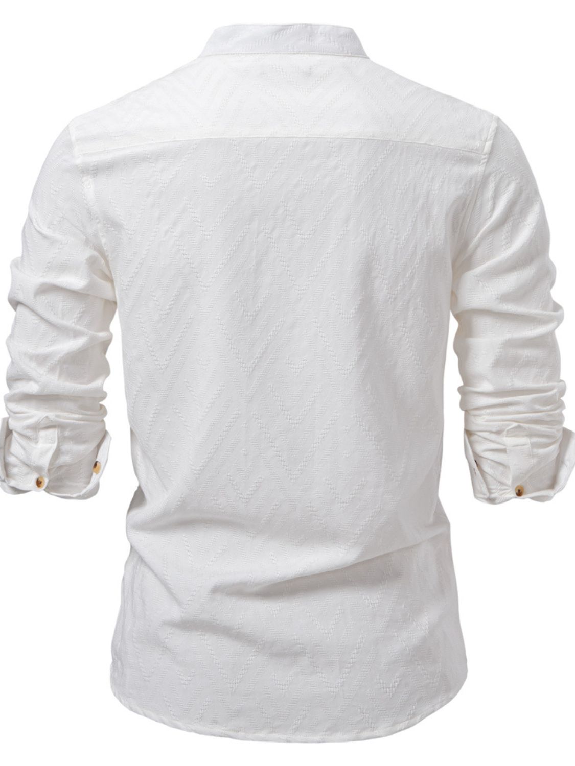 Men's Half Button Geometric Texture Collared Neck Shirt - Clothes For Her Online Store