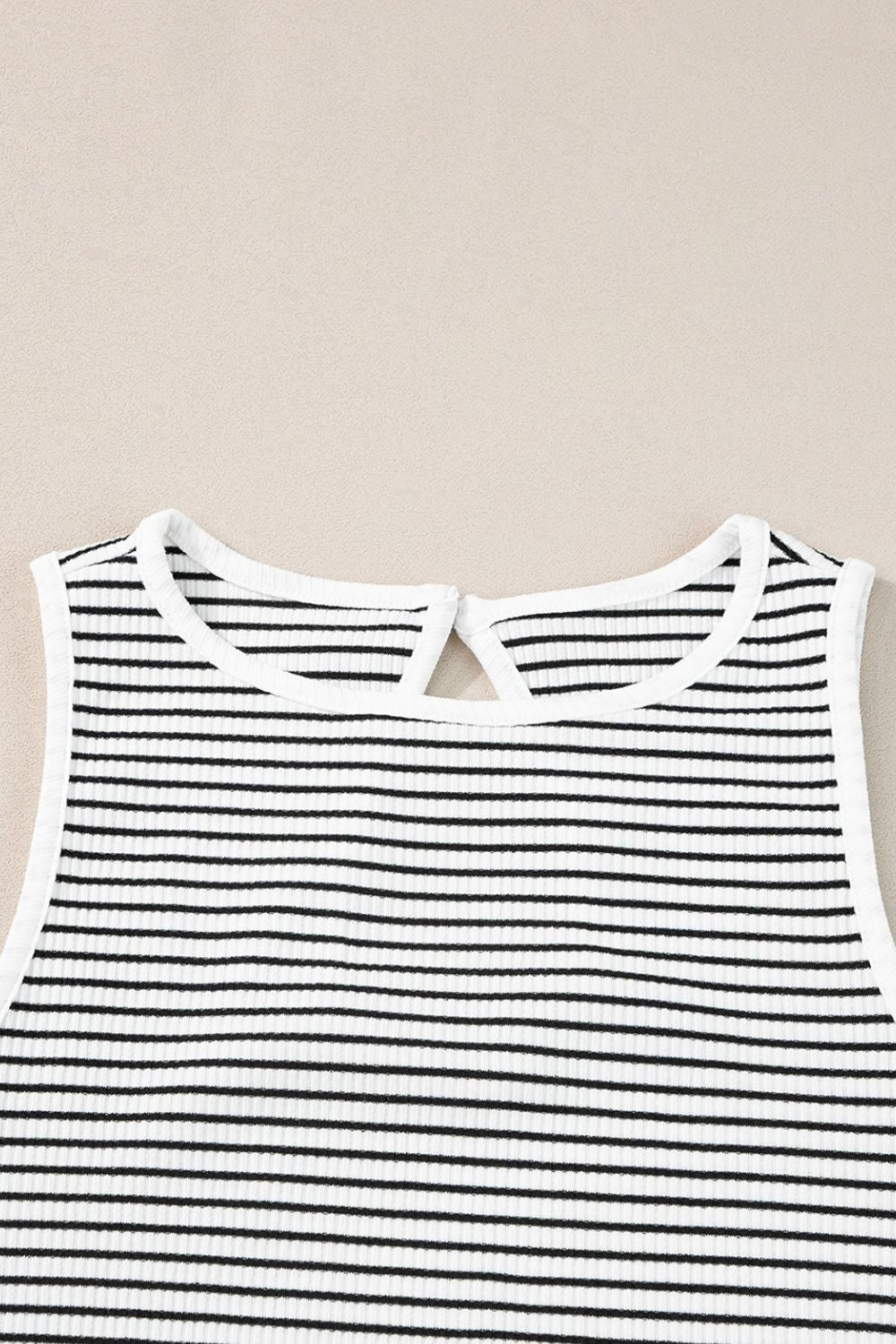 Striped Ribbed Round Neck Tank - Clothes For Her Online Store