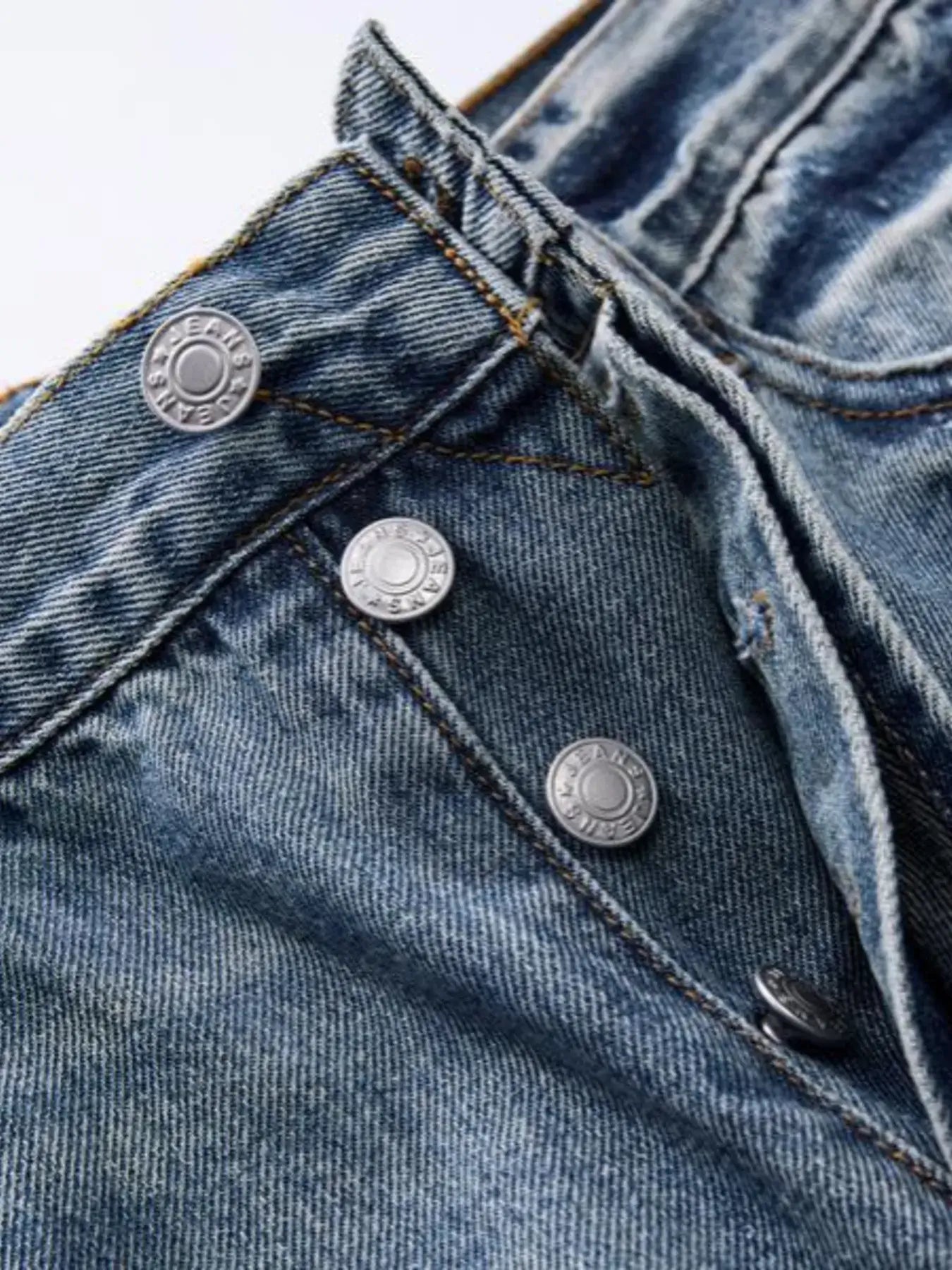 Men's Distressed Button Fly Wide Leg Jeans