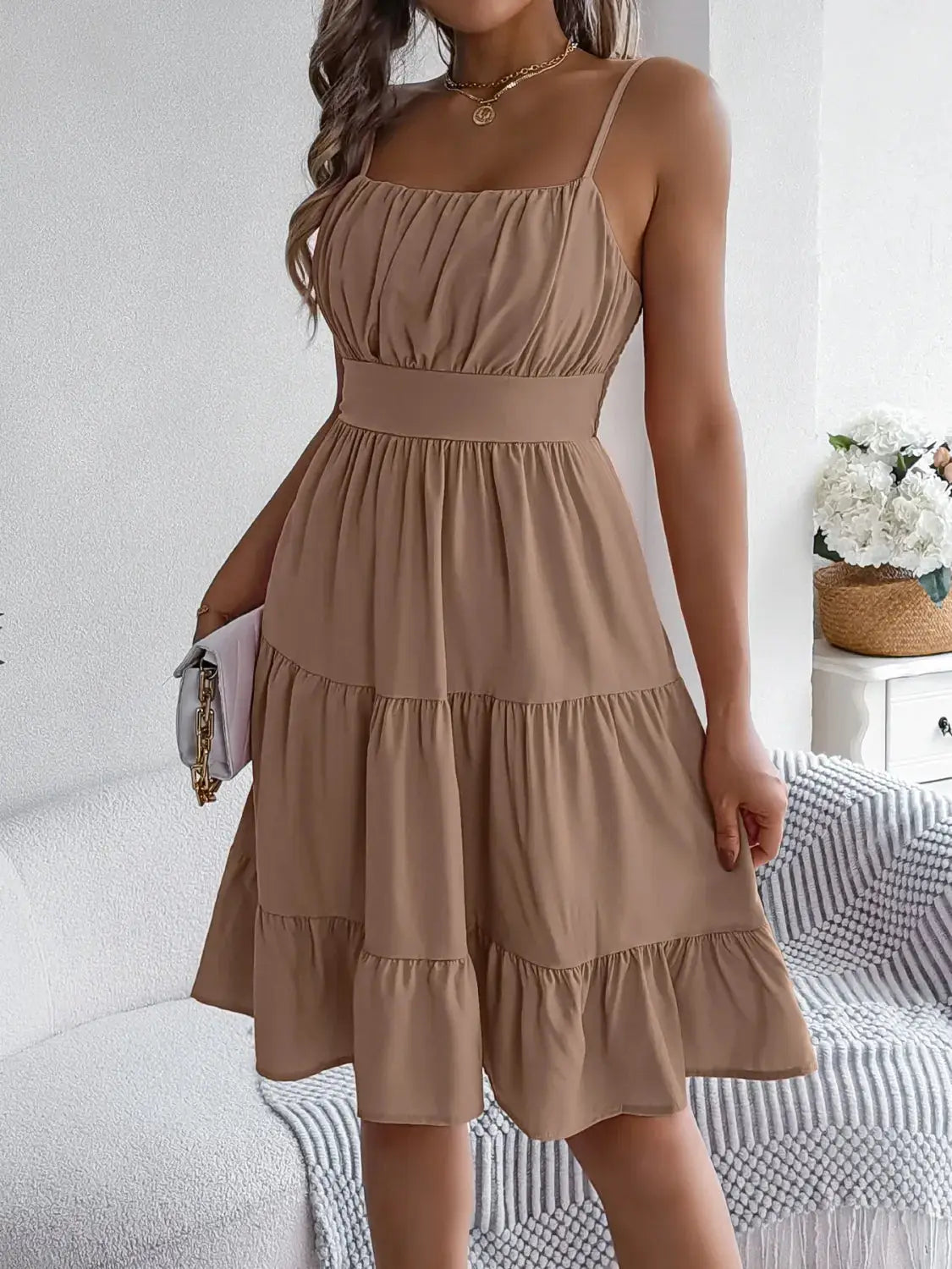 Smocked Back Tiered Cami Dress - Clothes For Her Online Store