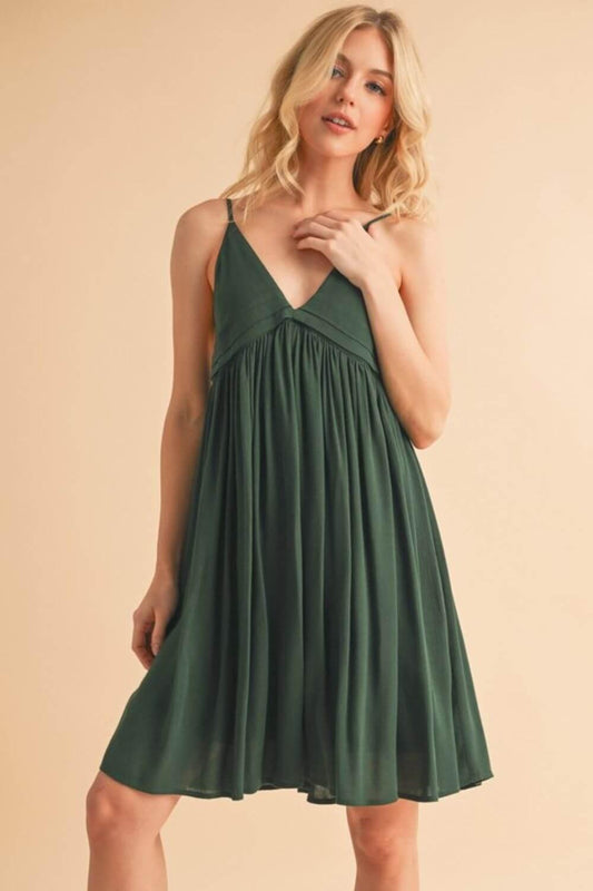 Aemi + Co Ruched Plunge Mini Cami Dress - Clothes For Her Online Store