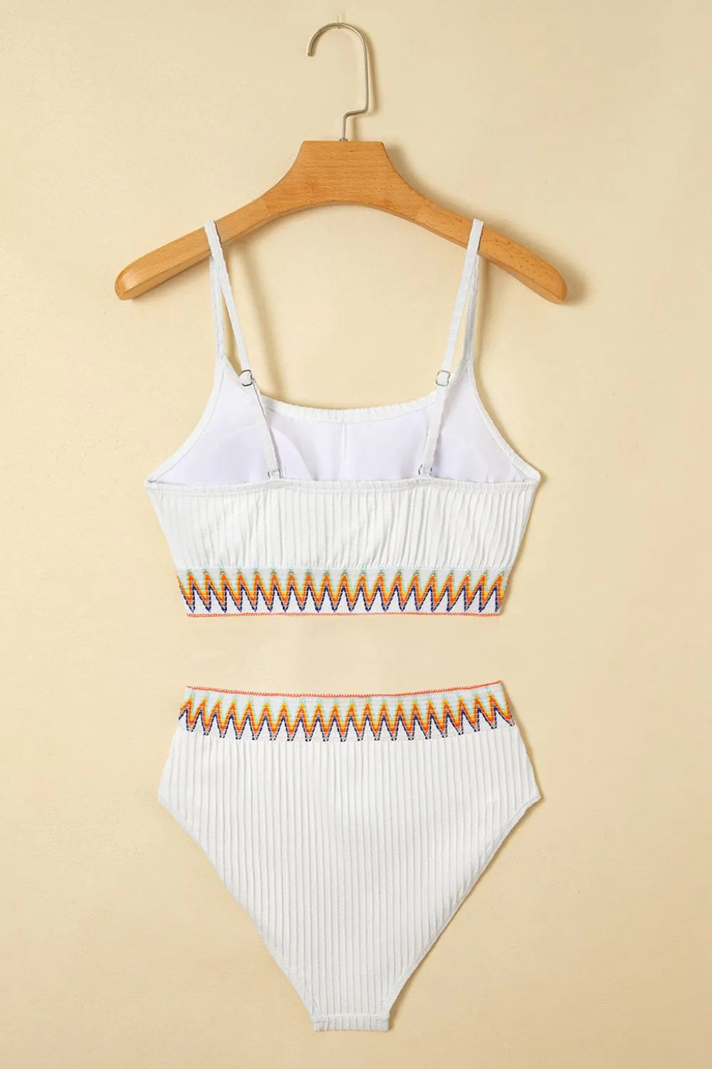 Textured Contrast Banding Bikini High Waist 2pcs Swimsuit