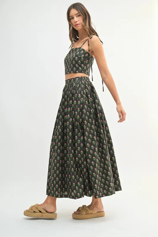 MABLE Floral Crop Top and Skirt Set - Clothes For Her Online Store