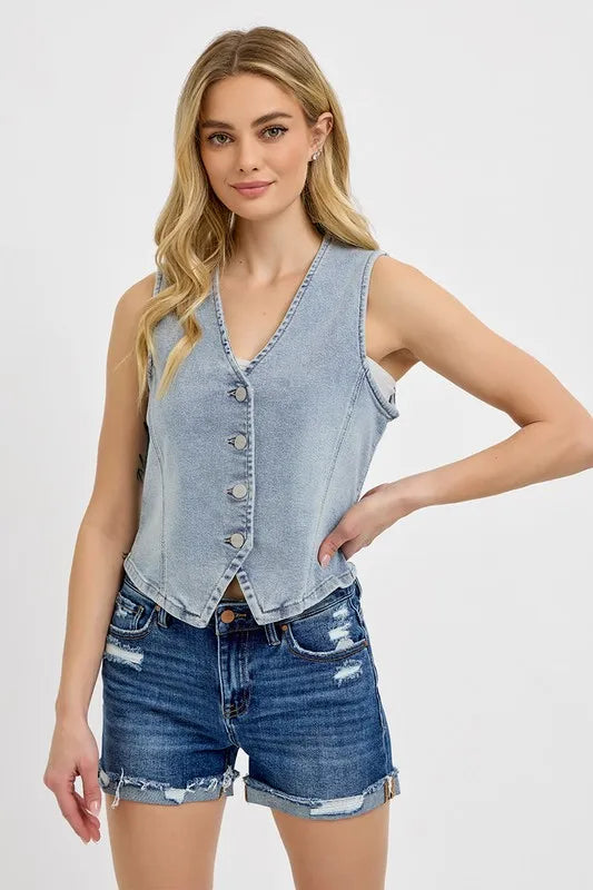 RISEN V-Neck Button Down Vest