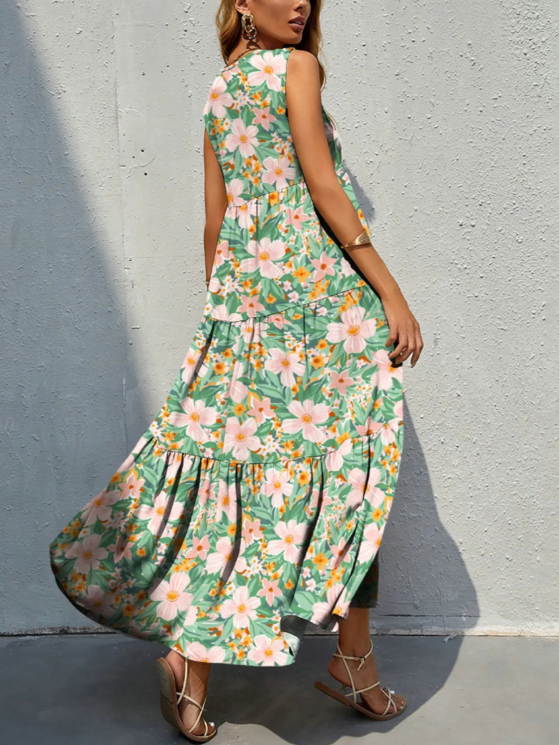 Floral Tiered Maxi Tank Dress