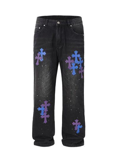 Men's Cross Wide Straight Jeans - Clothes For Her Online Store