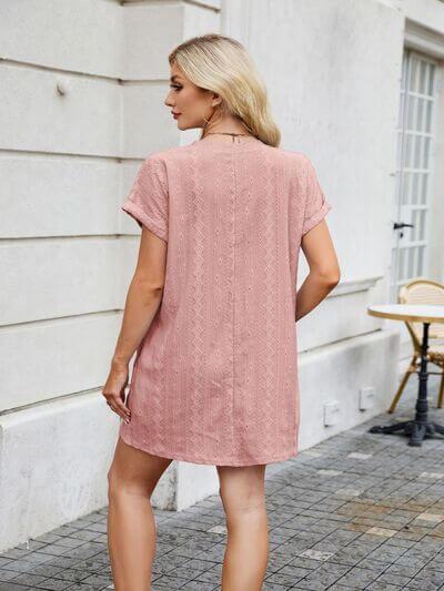 Round Neck Short Sleeve Mini Dress - Clothes For Her Online Store