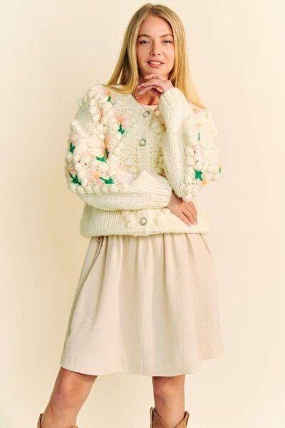 Davi & Dani Floral Pattern Button Down Cardigan - Clothes For Her Online Store