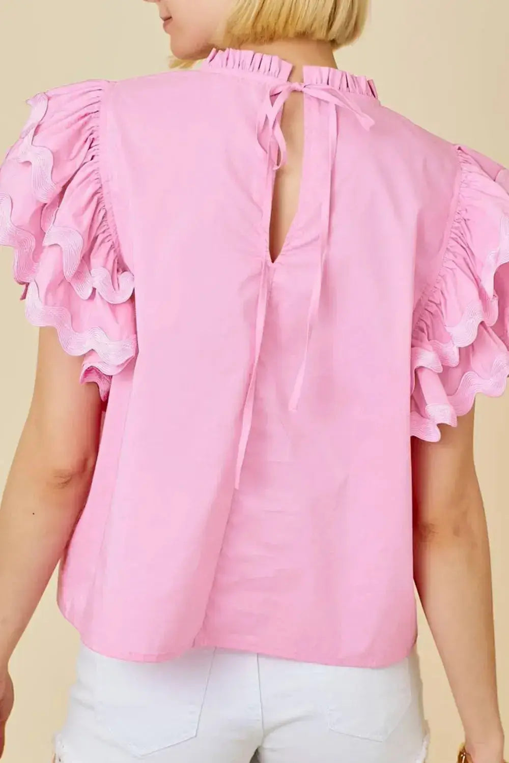 Ruffled Sleeve Frilled Collar Blouse - Clothes For Her Online Store