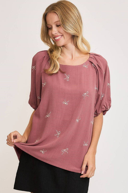 Umgee Full Size Linen Blend Ribbon Embroidered Top Plus Size - Clothes For Her Online Store