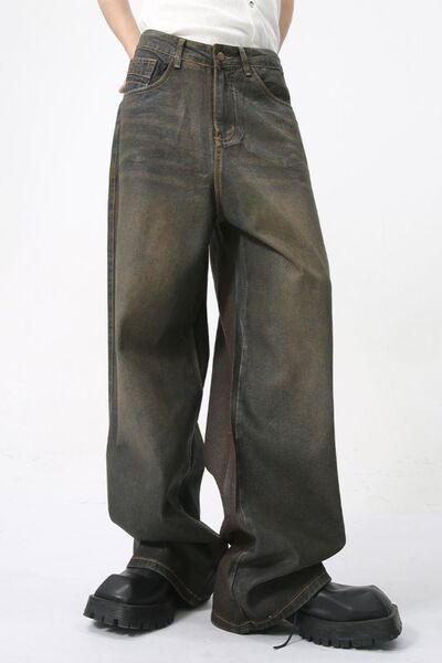 Wide Leg Men's Jeans with Pockets