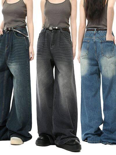 Wide Leg Jeans with Pockets - Clothes For Her Online Store