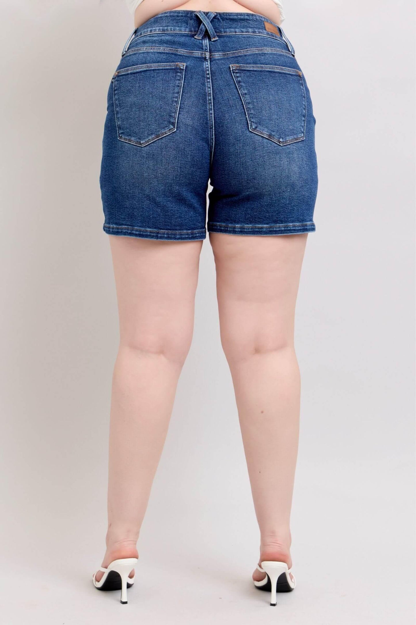 Judy Blue Full Size Double Button Waistband Denim Shorts Plus Size