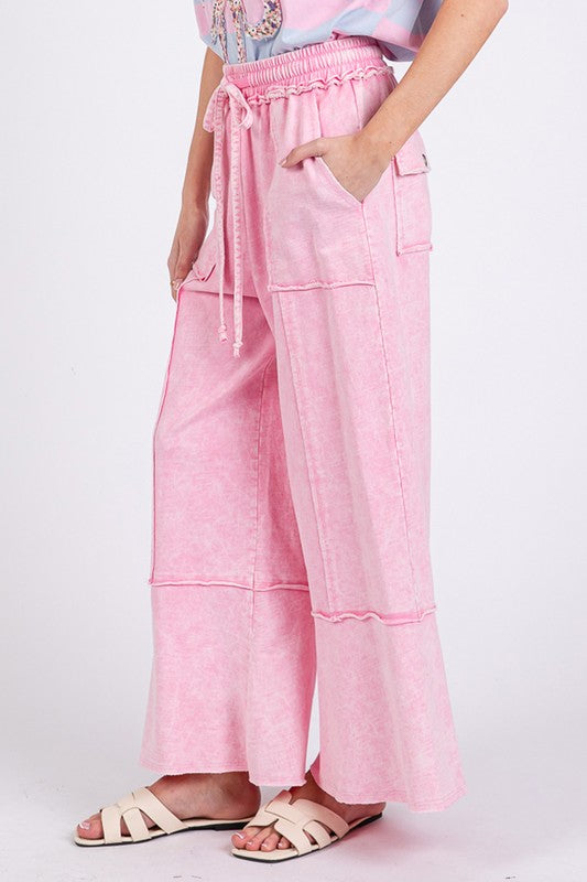 SAGE + FIG Mineral Washed Terry Wide Leg Pants - Clothes For Her Online Store