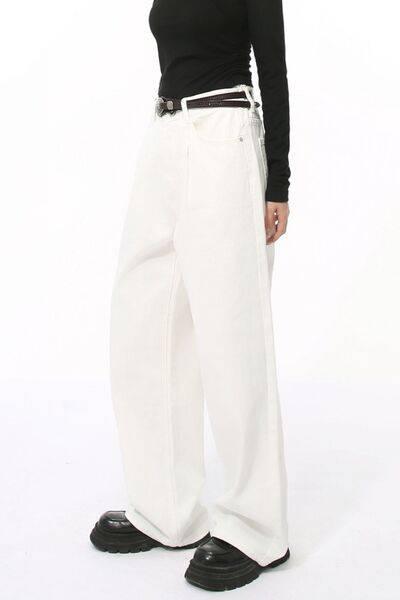 Wide Leg Jeans with Pockets - Clothes For Her Online Store