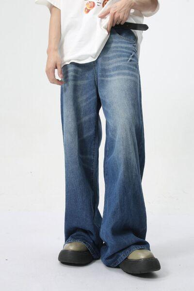 Wide Leg Men's Jeans with Pockets