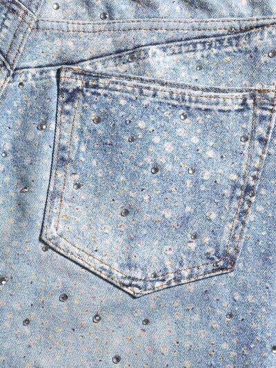 Men's Washed Rhinestone Print Jeans