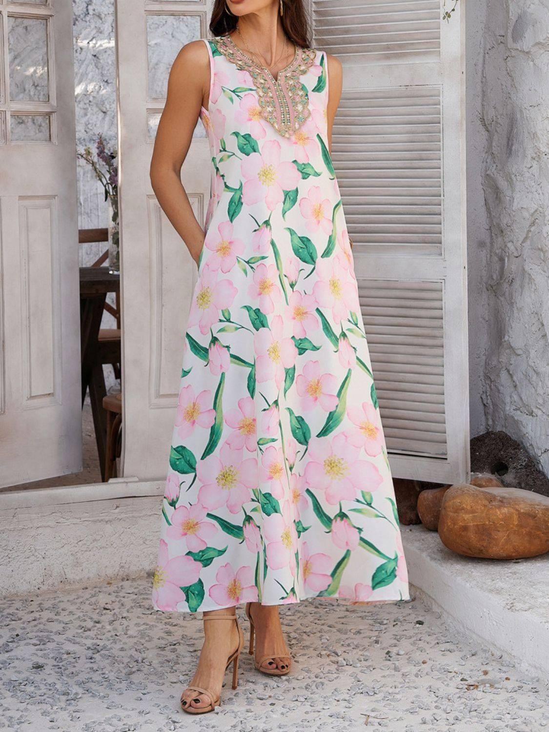 Devine Printed Sleeveless Maxi Dress