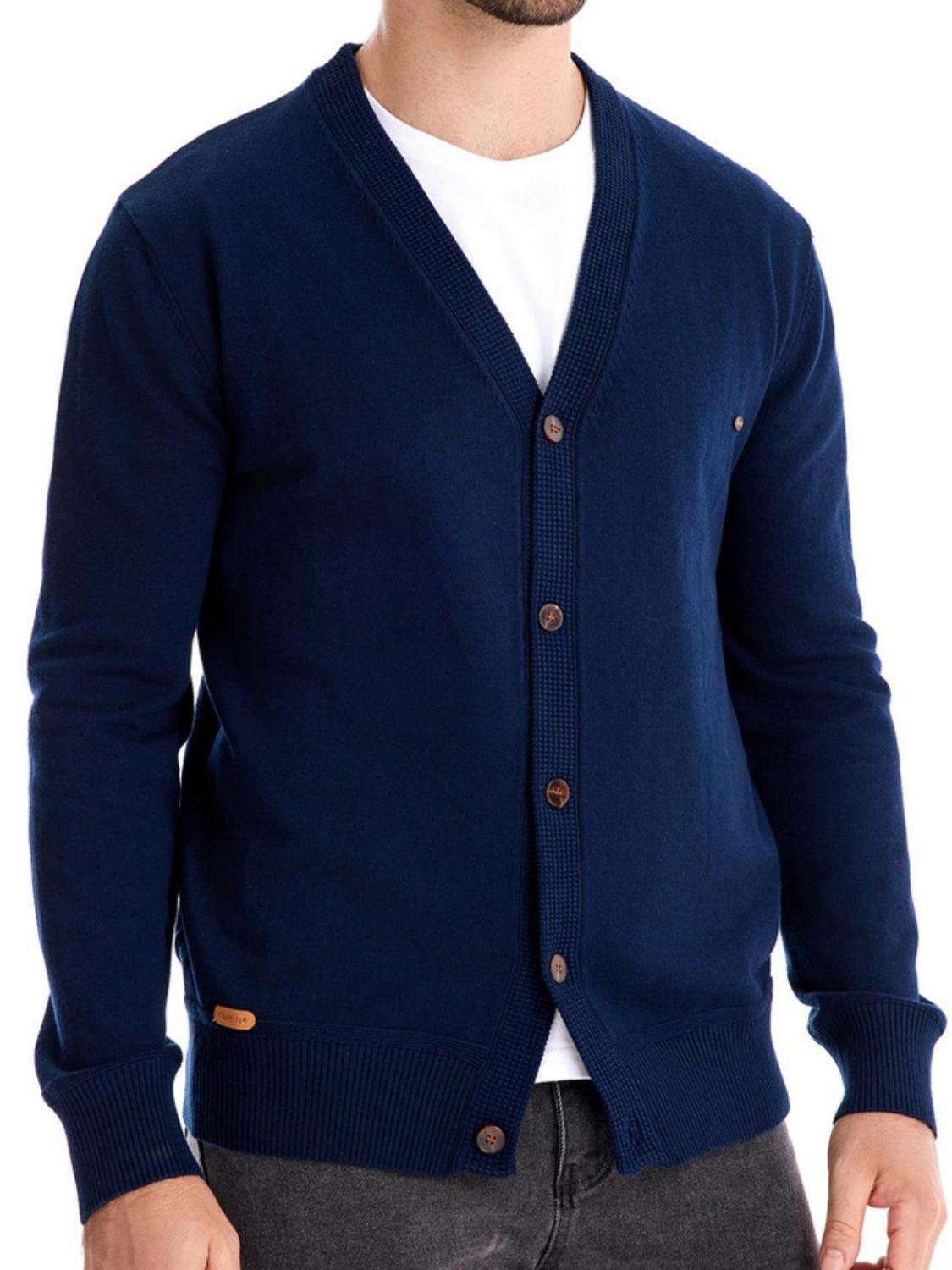 Men's Button Down V-Neck Cardigan - Clothes For Her Online Store