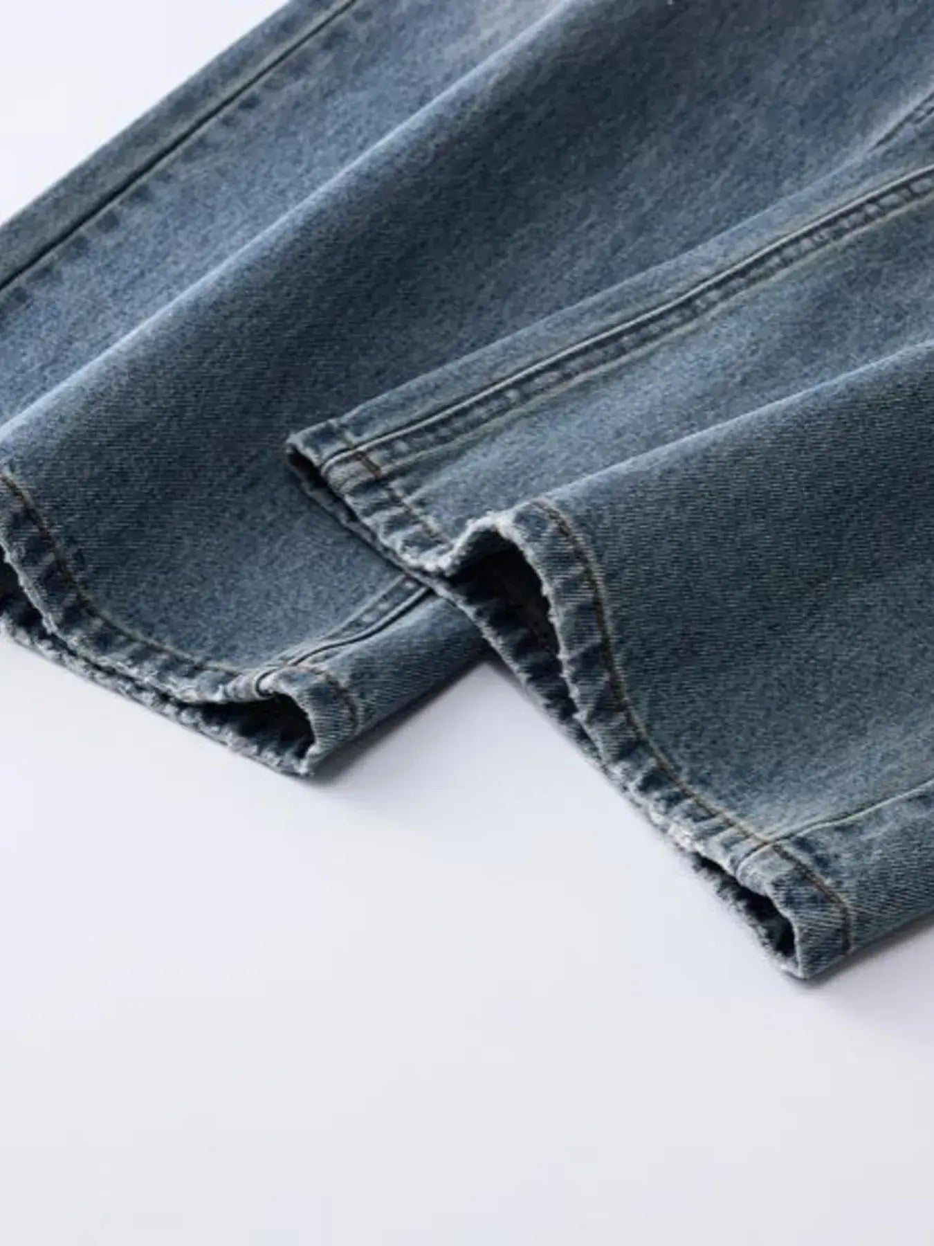 Men's Distressed Button Fly Wide Leg Jeans