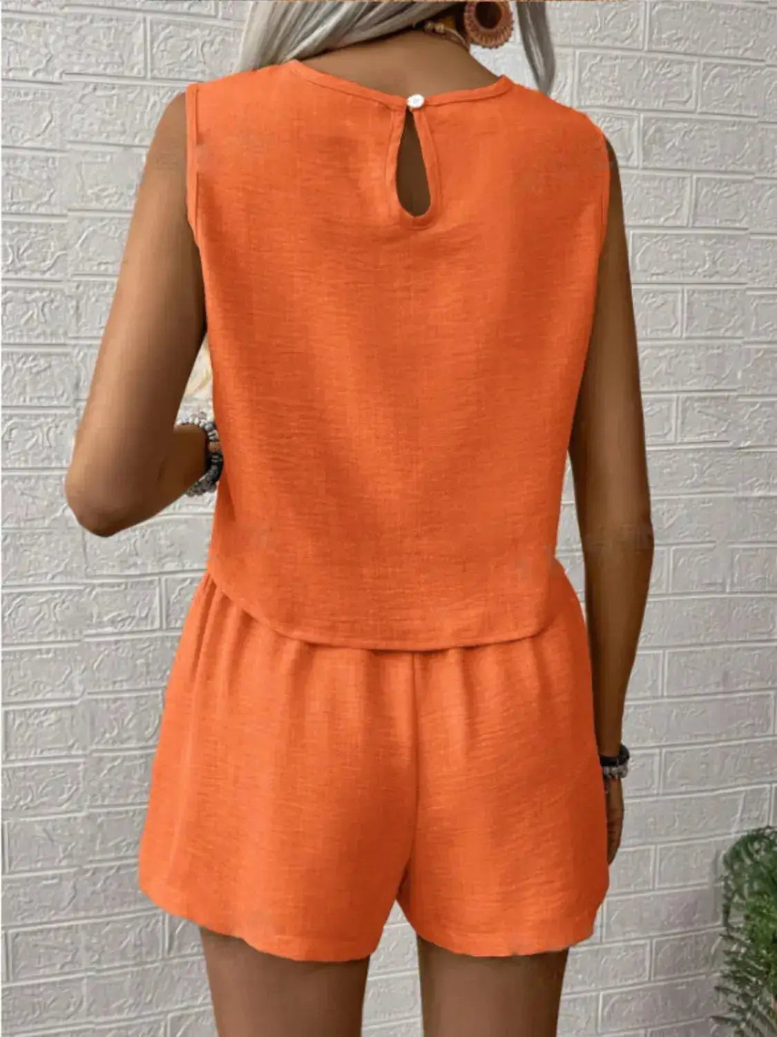 Round Neck Sleeveless Top and Shorts Set
