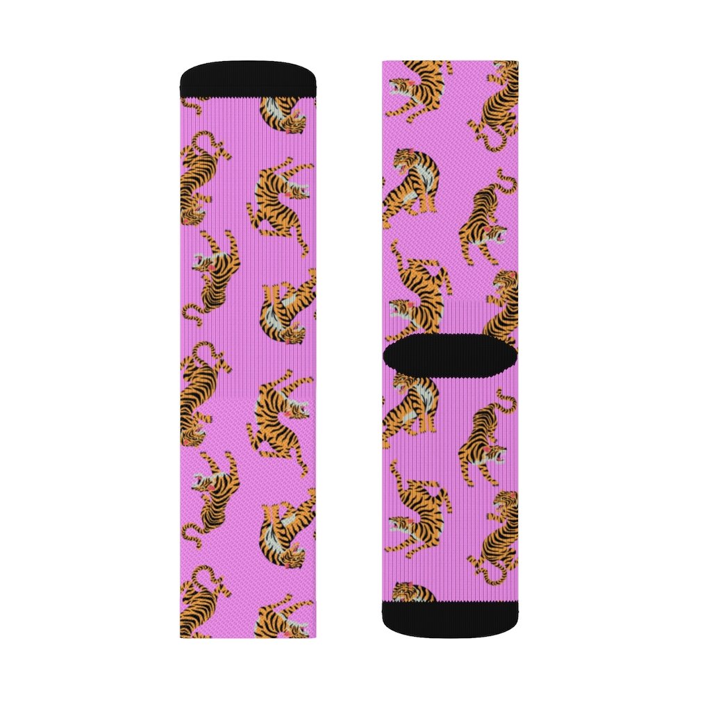 Tiger Fun Novelty Socks Pink