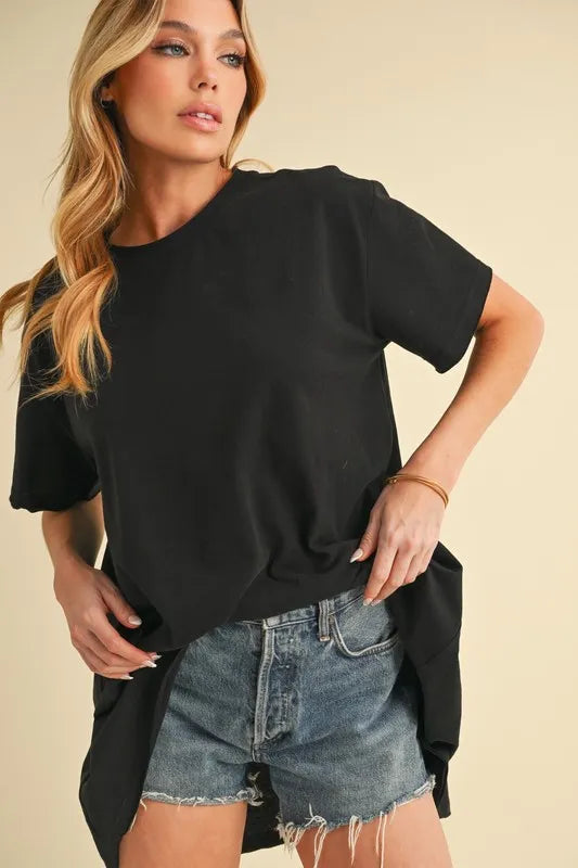 Aemi+Co Round Neck Short Sleeve Oversized T-Shirt
