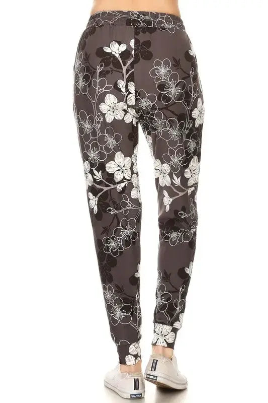 Leggings Depot Full Size Buttery Soft Floral Joggers with Drawstring Plus Size - Clothes For Her Online Store