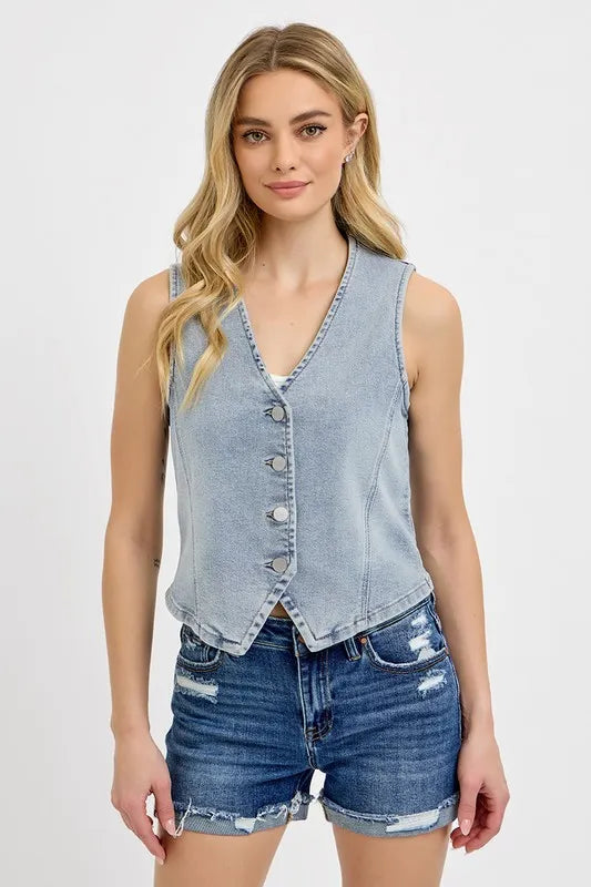 RISEN V-Neck Button Down Vest