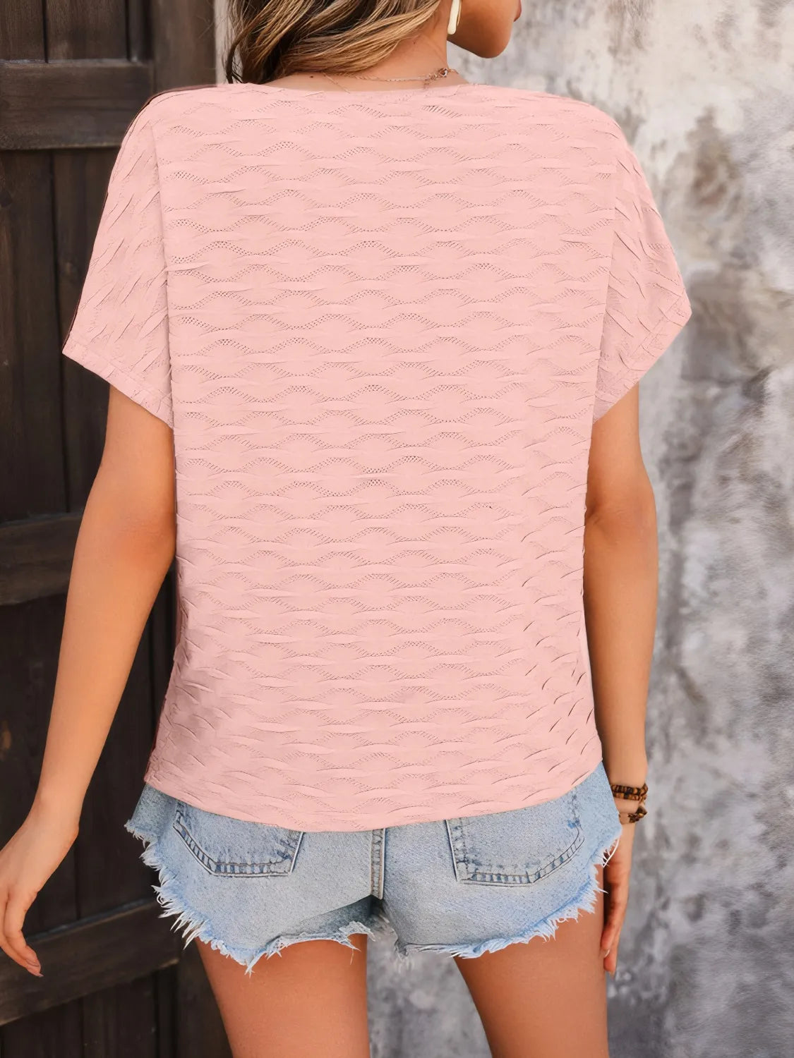 Solid Round Neck Short Sleeve T-Shirt
