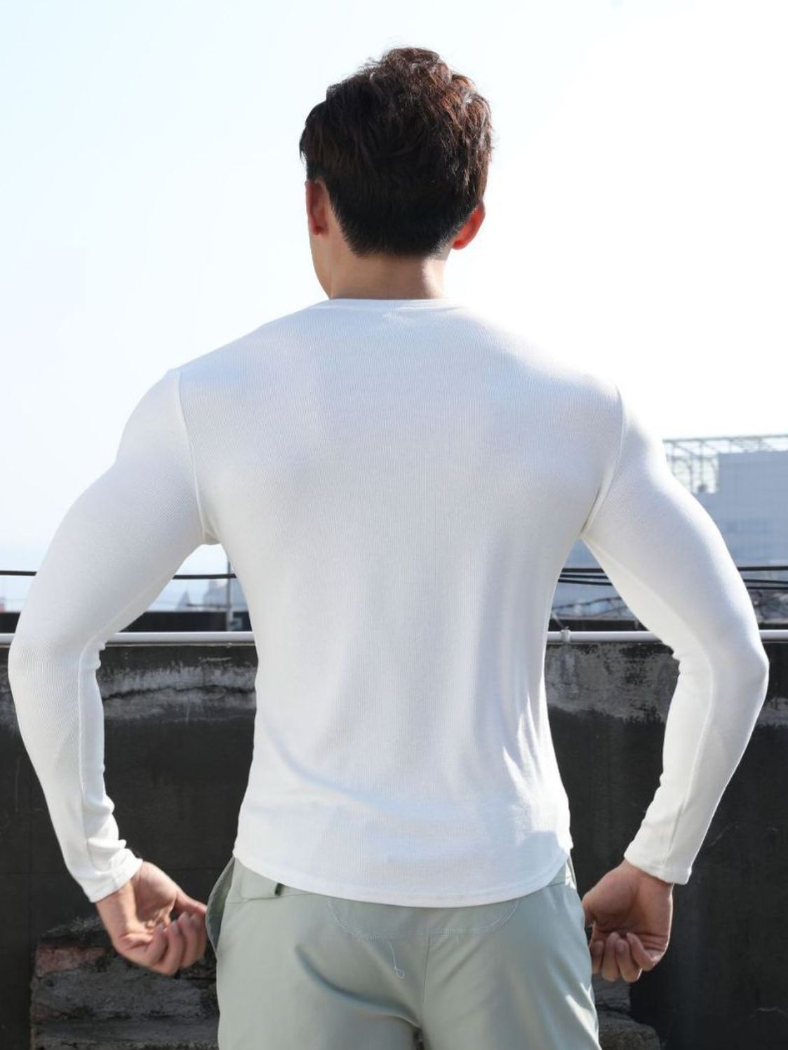 Men's Plus Size Notched Long Sleeve T-Shirt