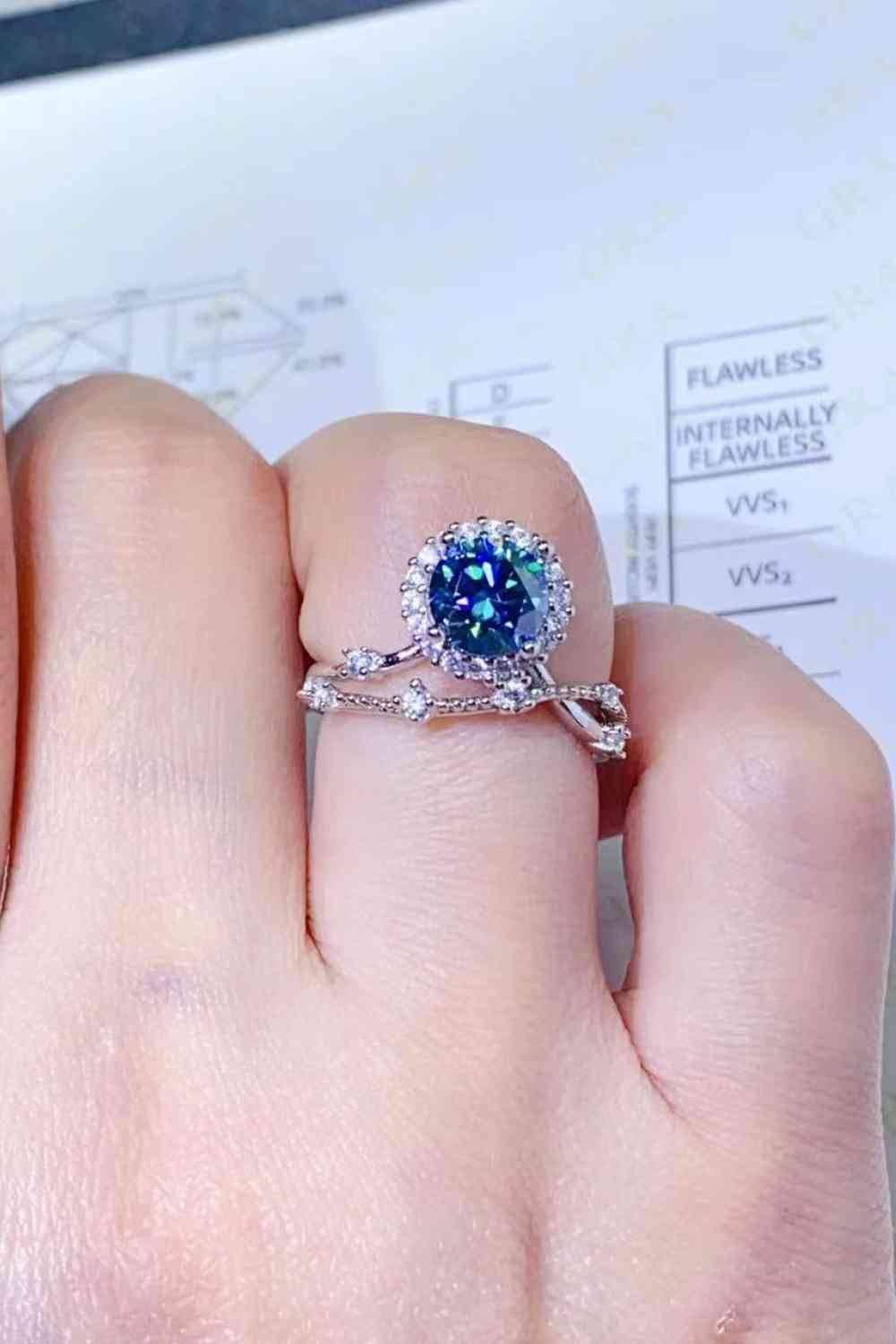 1 Carat Moissanite 925 Sterling Silver Ring - Clothes For Her Online Store