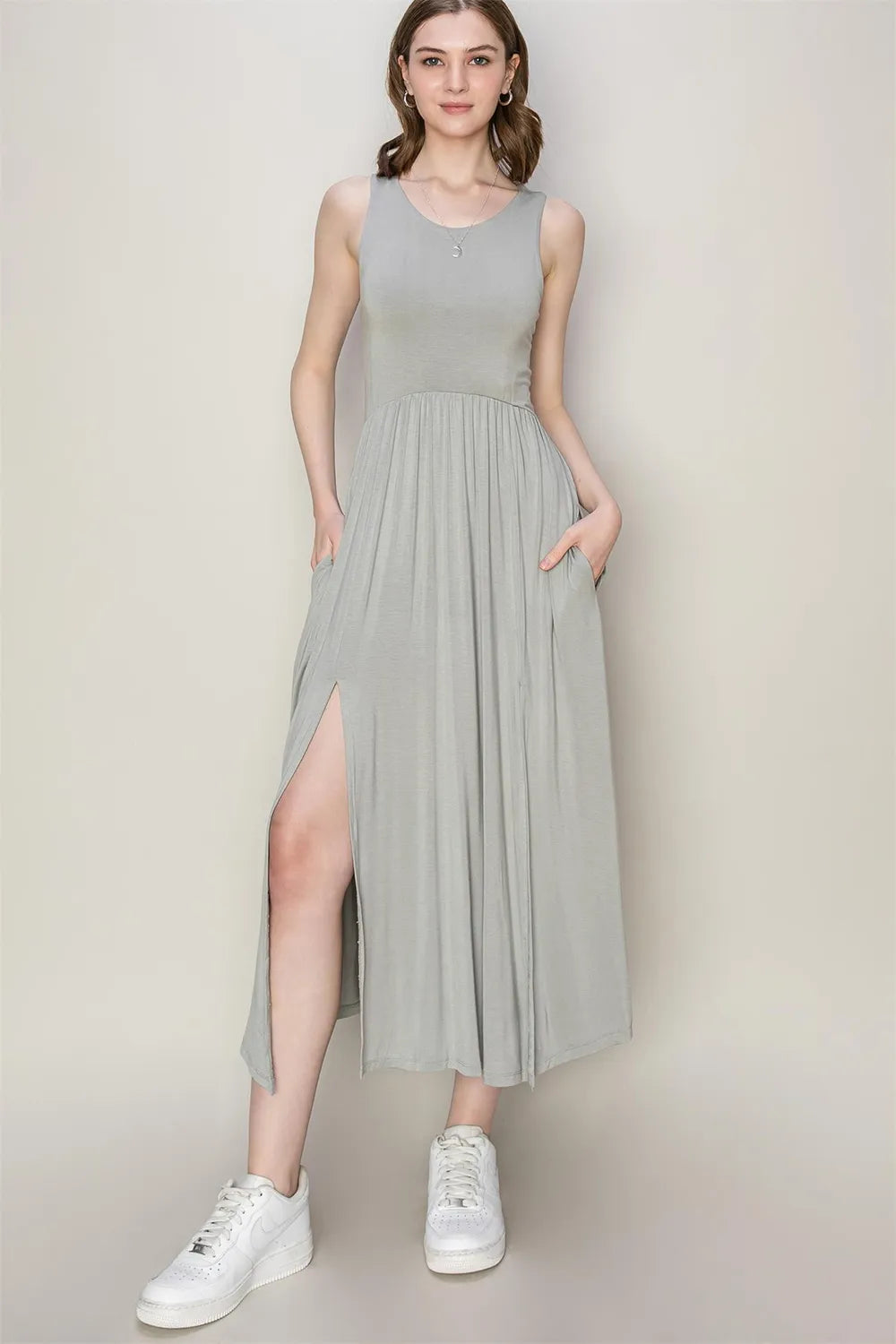 HYFVE Sleeveless Slit Midi Dress