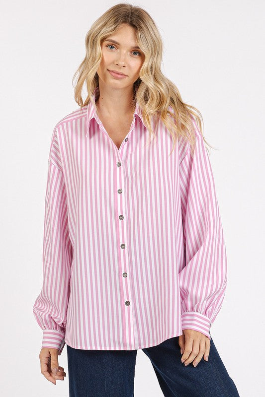 Mittoshop Button Down Striped Long Sleeve Shirt - Clothes For Her Online Store