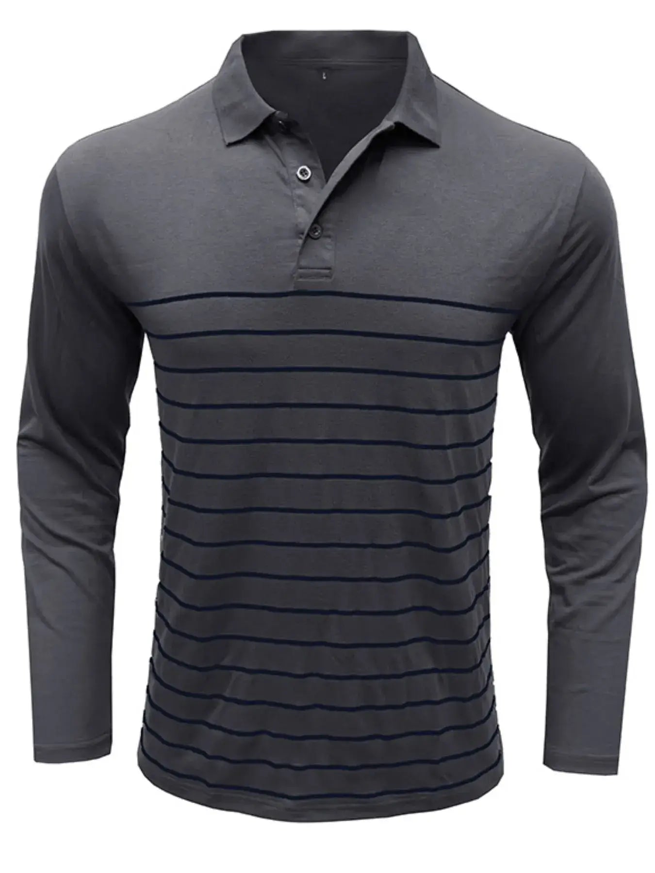 Men's Striped Long Sleeve Polo Shirt