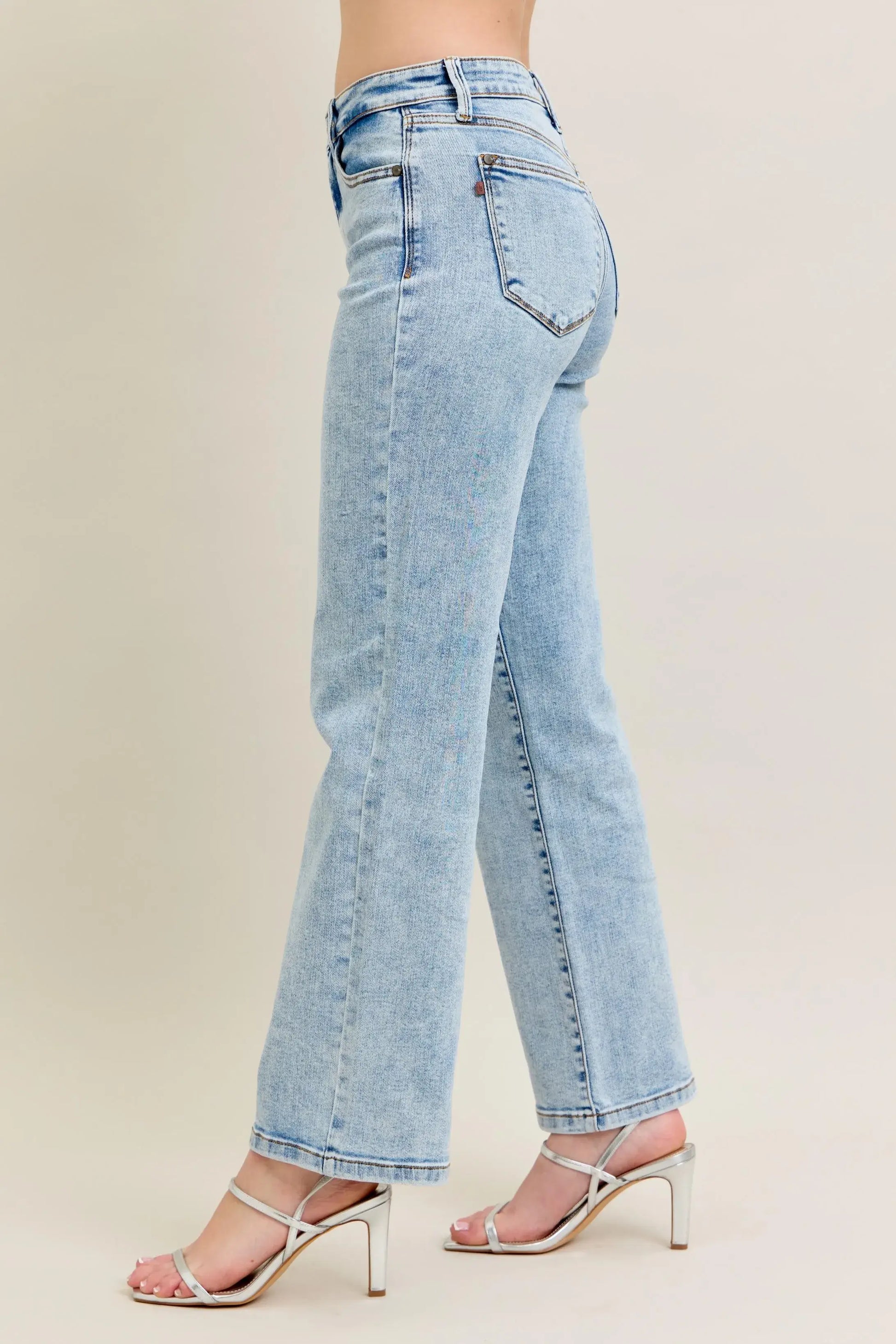 Judy Blue Full Size High Waist Stone Wash Straight Jeans Plus Size