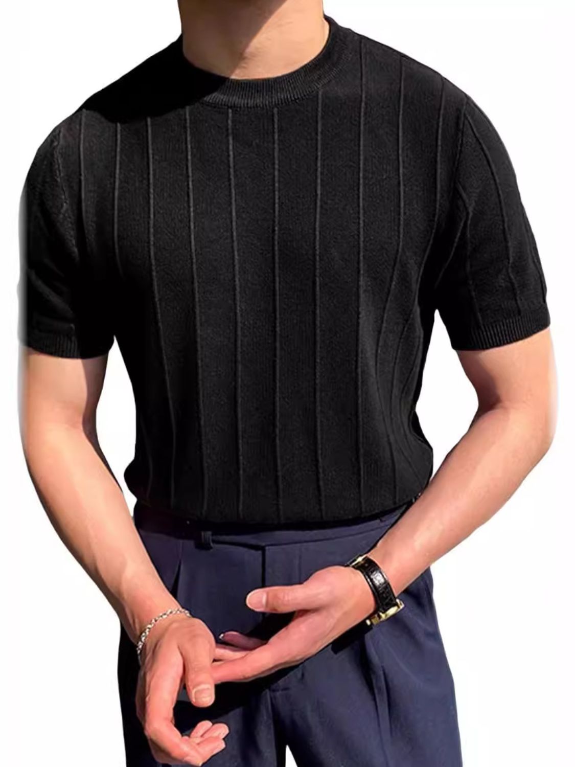 Men's Full Size Round Neck Short Sleeve T-Shirt Plus Size - Clothes For Her Online Store