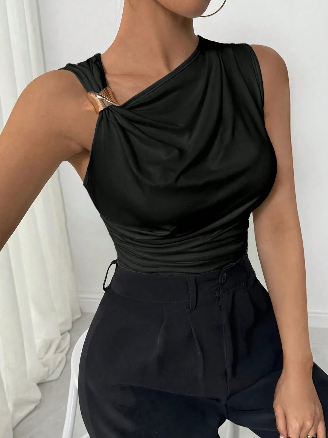 Asymmetrical Solid Color Tank
