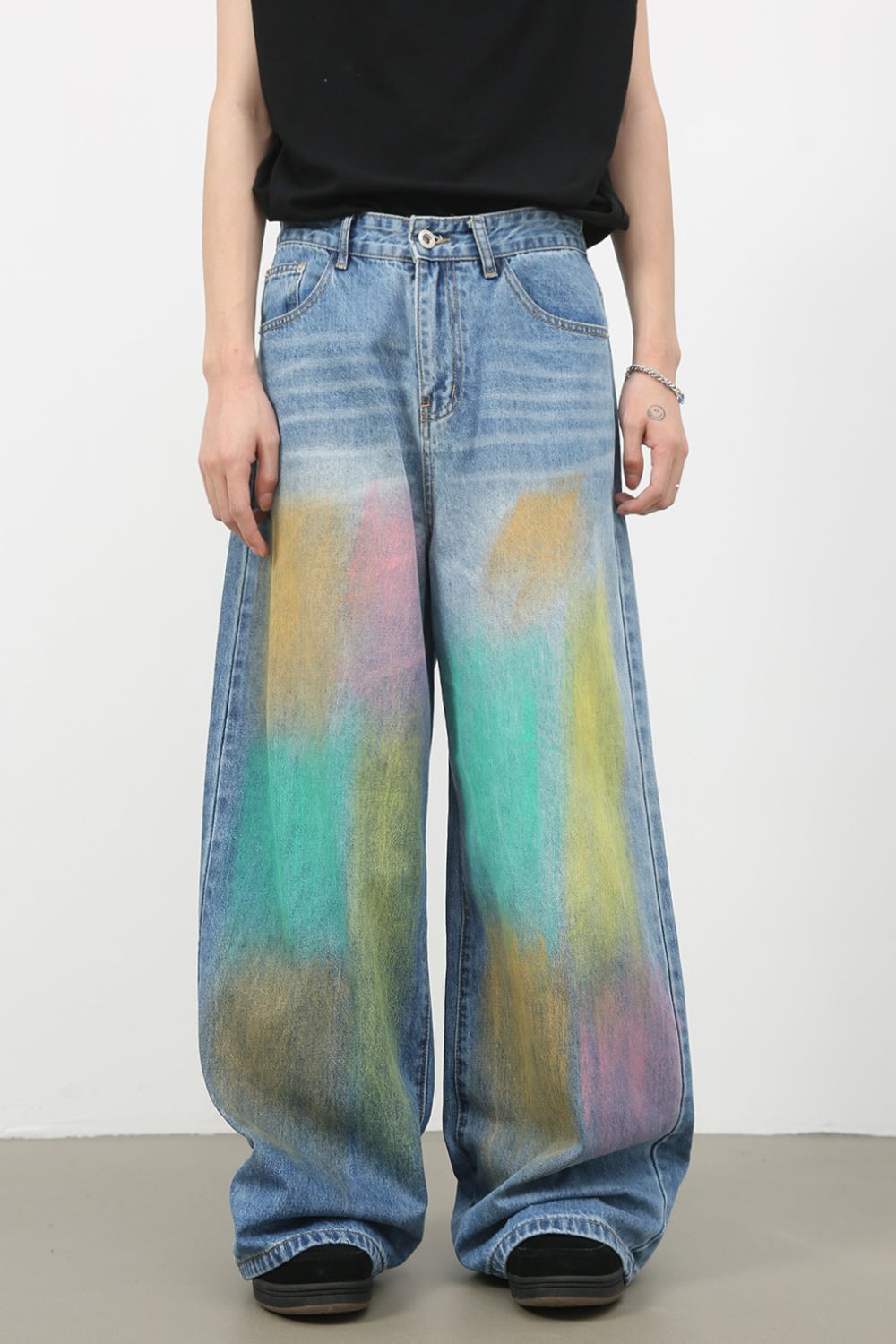 Men's Contrast Wide Leg Jeans - Clothes For Her Online Store