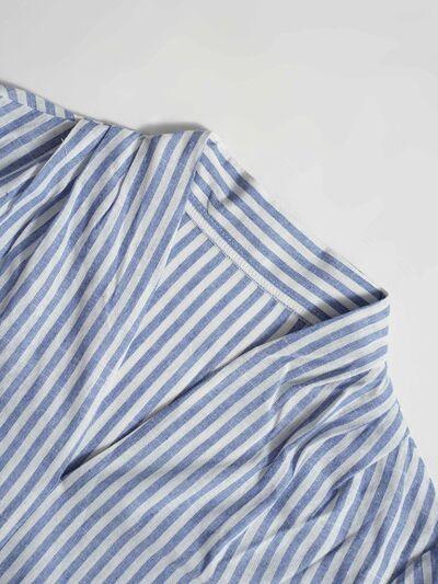 Striped Button Detail Long Sleeve Shirt