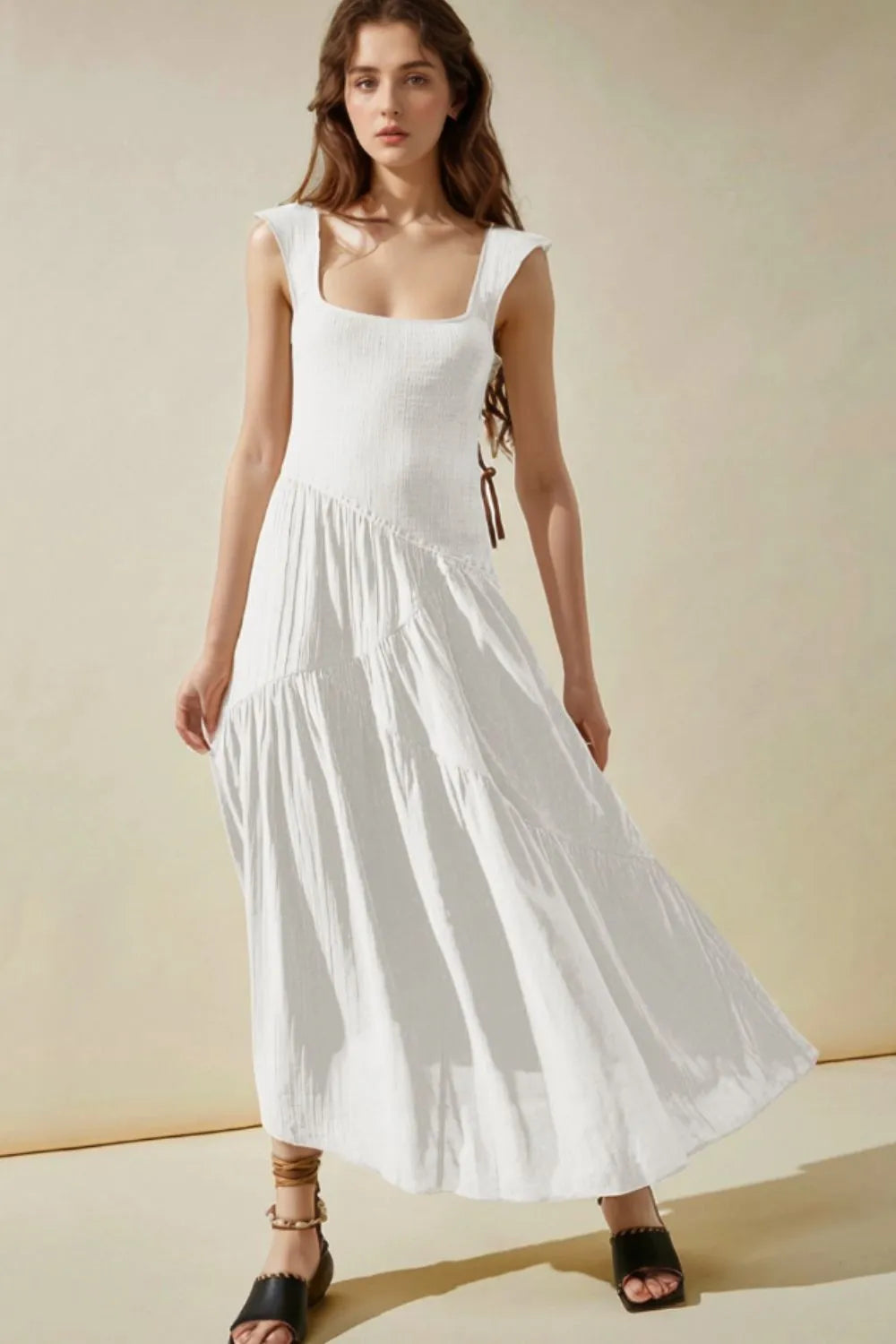 Square Neck Wide Strap Dress
