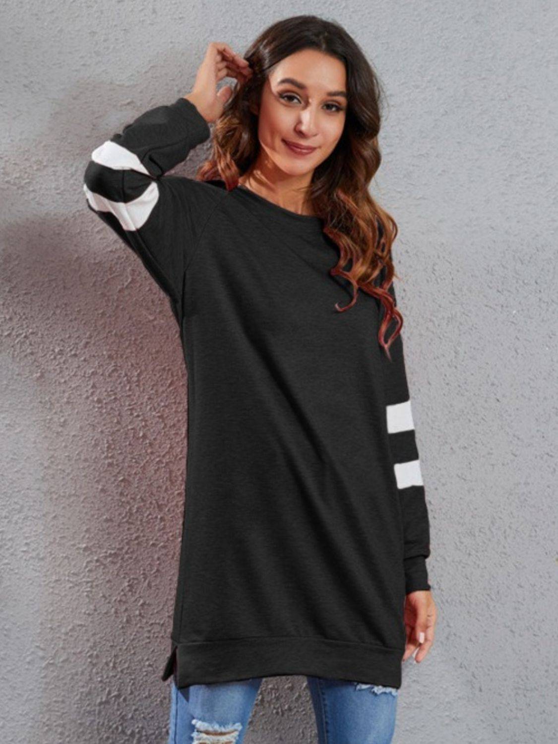 Full Size Striped Round Neck Long Sleeve T-Shirt - Clothes For Her Online Store