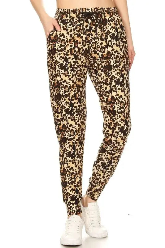 Leggings Depot Full Size Buttery Soft Leopard Joggers with Drawstring Plus Size - Clothes For Her Online Store
